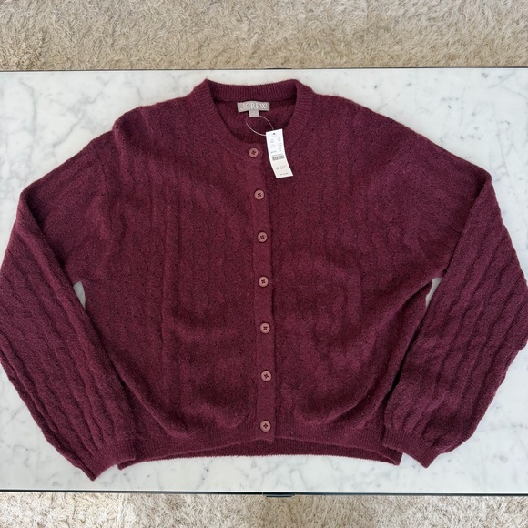 J. Crew Supersoft Pointelle Bubble-hem Cardigan - Picture 3 of 7